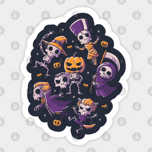 Halloween Skulls Cute Spooky Skeletons Sticker by eduely